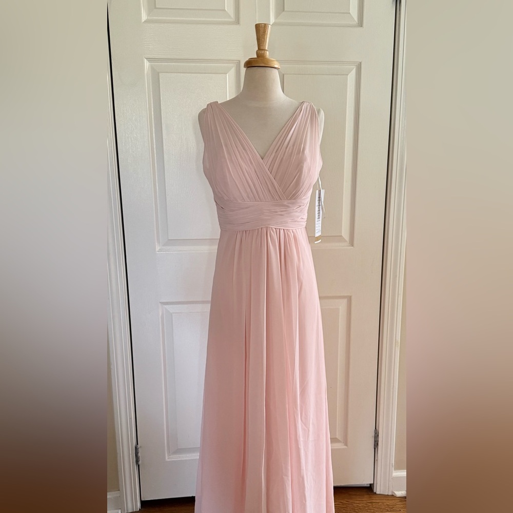 Bill Levkoff Blush Pink V-Neck Chiffon Maxi Gown size 10